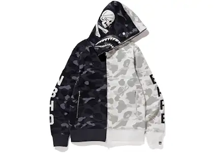 BAPE x Neighborhood Split Camo Shark Full Zip Hoodie