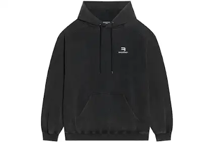 Balenciaga Grey Washed Sporty Hoodie