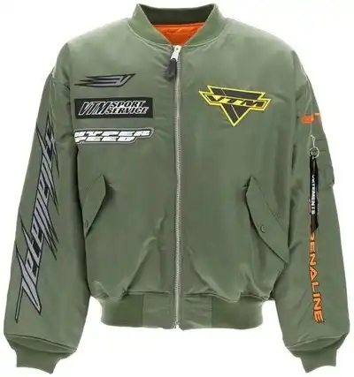 Vetements Green Racing Logo Bomber Jacket