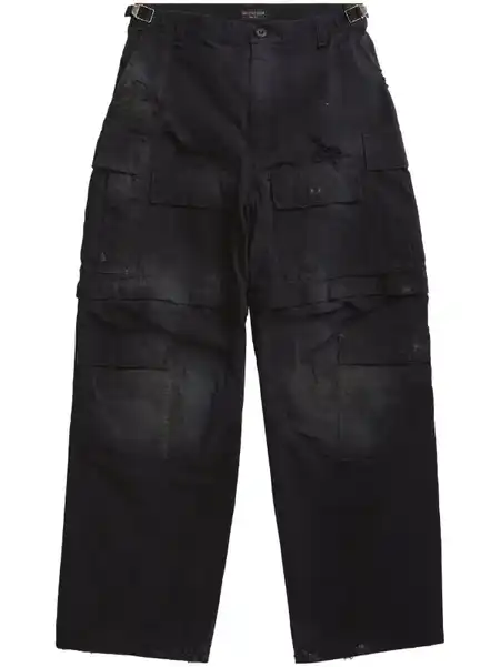 Balenciaga Distressed Cargo Pants Black