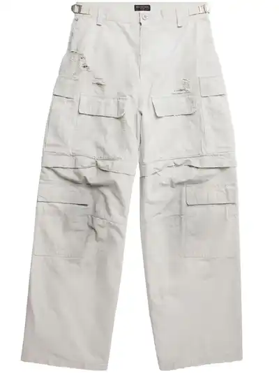 Balenciaga Distressed Cargo Pants Cream