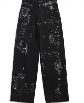 Balenciaga Baggy Black Grafitti Jeans