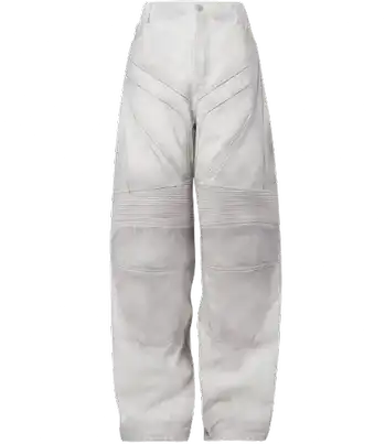 Balenciaga White Baggy Biker Leather Pants